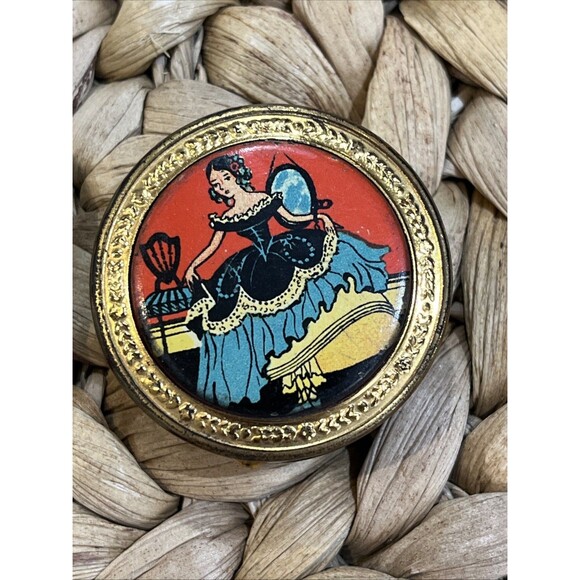 VTG Makeup & Trinket Boxes Lot Of 2 Sea Side Scene & Victorian Lady Regency - Picture 3 of 11